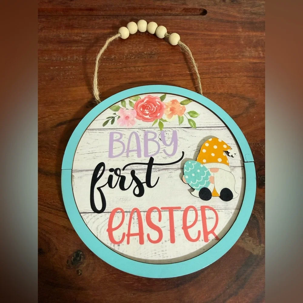 2 pc Easter bunny Theme Party Decorations Easter holiday Hanging ornaments Sign